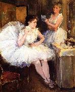 Willard Leroy Metcalf The Ballet Dancers aka The Dressing Room oil on canvas